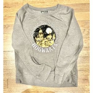Girls Harry Potter Long Sleeve Shirt Gray with Reversible Sequin Sz Large